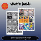 Lucario & Riolu Cameo binder pages set overview showing the included Pokémon cards to print and cut for your binder sleeves.