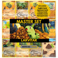 Larvitar binder pages set showing grayscale and color Pokémon cards, designed as a digital download to complete a collector’s binder.