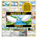 Swablu binder pages set showing grayscale and color Pokémon cards, designed as a digital download to complete a collector’s binder.