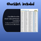 Printable national pokedex checklist showing every Pokémon from #001 to #1025 designed to track Pokémon collection progress.