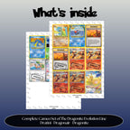 Dragonite and Evolutions Cameo binder pages set overview showing the included Pokémon cards to print and cut for your binder sleeves.
