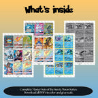 Sun & Moon: all 16 master sets overview showing the included Pokémon cards to print and a full color checklist for the Sun & Moon binder.