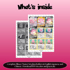 Blissey binder pages set overview showing the included Pokémon cards to print and cut for your binder sleeves.