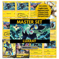 Luxray binder pages set showing grayscale and color Pokémon cards, designed as a digital download to complete a collector’s binder.