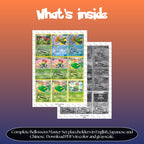 Bellossom binder pages set overview showing the included Pokémon cards to print and cut for your binder sleeves.