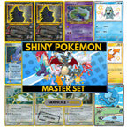 Shiny Pokémon binder pages set showing grayscale and color Pokémon cards, designed as a digital download to complete a collector’s binder.