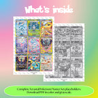 Terastal Pokémon binder pages set overview showing the included Pokémon cards to print and cut for your binder sleeves.