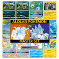 Alolan Pokémon binder pages set showing grayscale and color Pokémon cards, designed as a digital download to complete a collector’s binder.