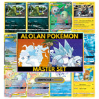 Alolan Pokémon binder pages set showing grayscale and color Pokémon cards, designed as a digital download to complete a collector’s binder.