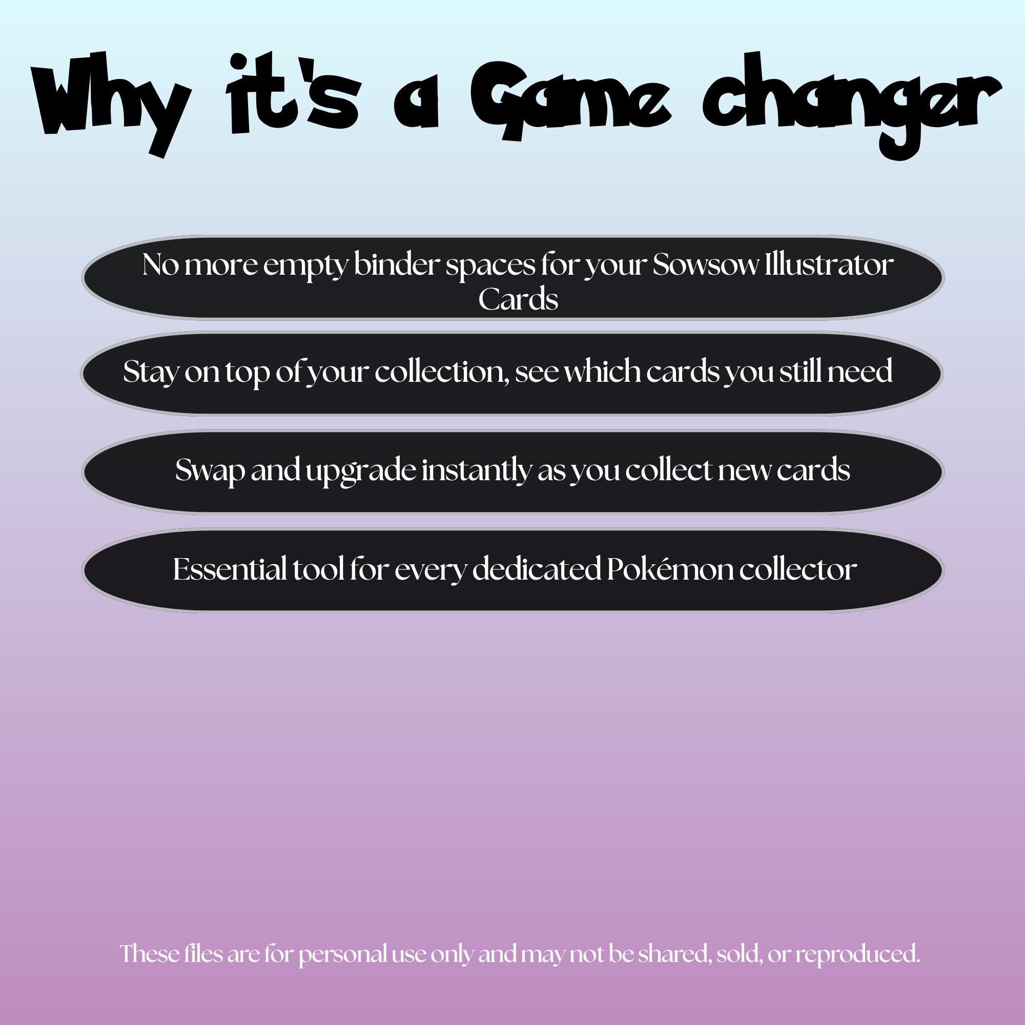 Sowsow set checklist highlighting the benefits of tracking and organizing your Pokémon card collection.