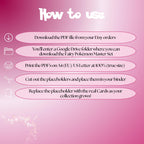 Fairy Pokémon cards digital download instructions explaining how to print, cut, and place placeholders in a Pokémon binder.