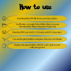 Shiny Pokémon cards digital download instructions explaining how to print, cut, and place placeholders in a Pokémon binder.
