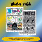Shiny Pokémon binder pages set overview showing the included Pokémon cards to print and cut for your binder sleeves.