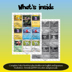 Yuka Morii illustrator set overview showing the included Pokémon cards to print and cut for your binder sleeves.