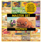 Trapinch binder pages set showing grayscale and color Pokémon cards, designed as a digital download to complete a collector’s binder.