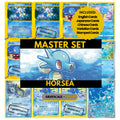 Horsea binder pages set showing grayscale and color Pokémon cards, designed as a digital download to complete a collector’s binder.