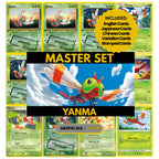 Yanma binder pages set showing grayscale and color Pokémon cards, designed as a digital download to complete a collector’s binder.