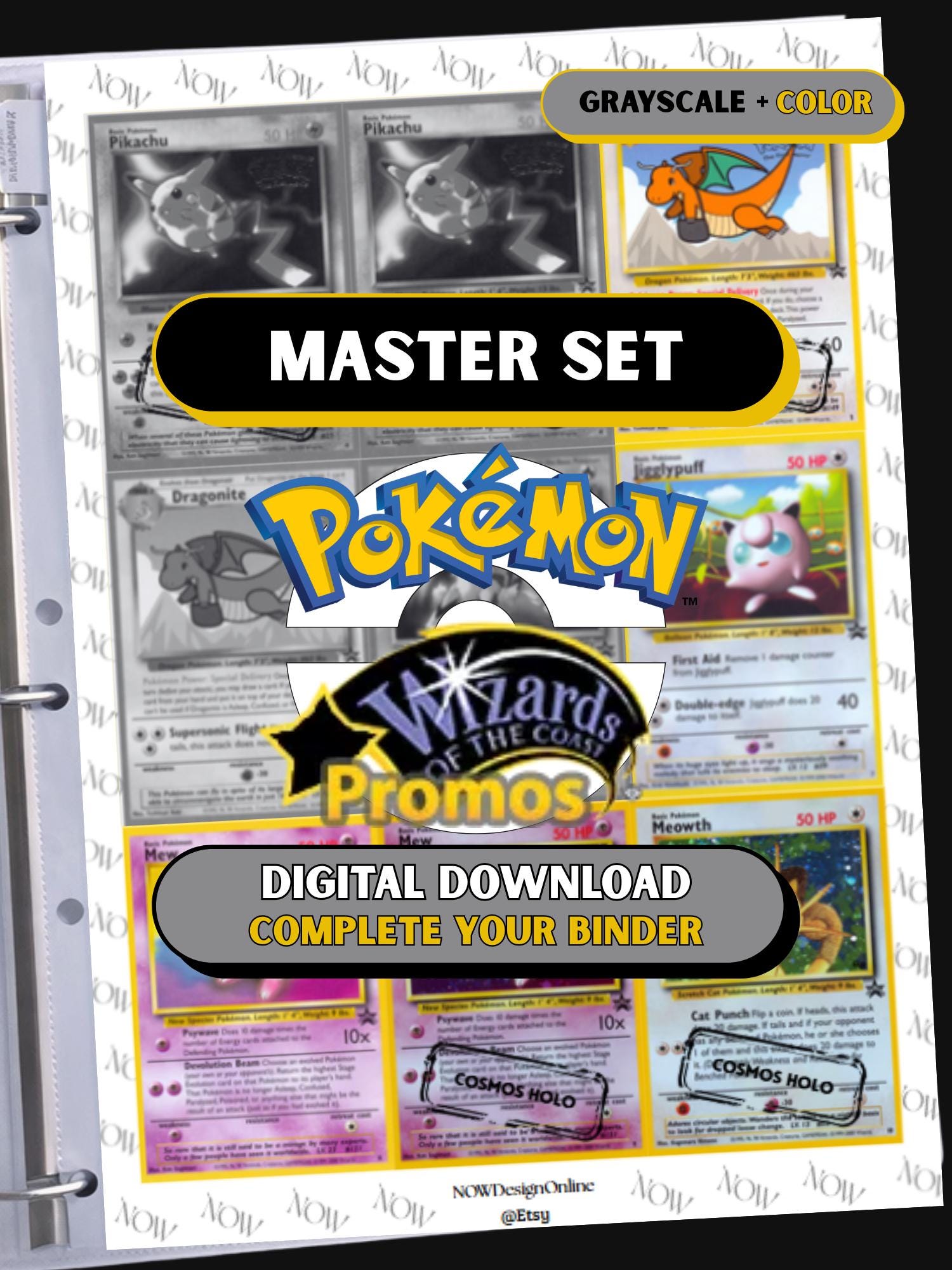 Black Star Promos Master Set Placeholders, WOTC, Pokemon Binder Pages, – NOWPOKE