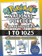 National Pokédex placeholders printable Pokémon binder pages showing card style inserts from #001 to #1025 designed to keep a Pokémon TCG binder complete and organized.