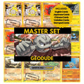 Geodude binder pages set showing grayscale and color Pokémon cards, designed as a digital download to complete a collector’s binder.