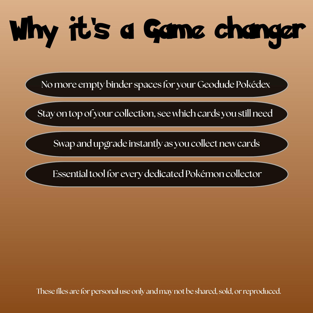 Geodude set checklist highlighting the benefits of tracking and upgrading your Pokémon card collection.
