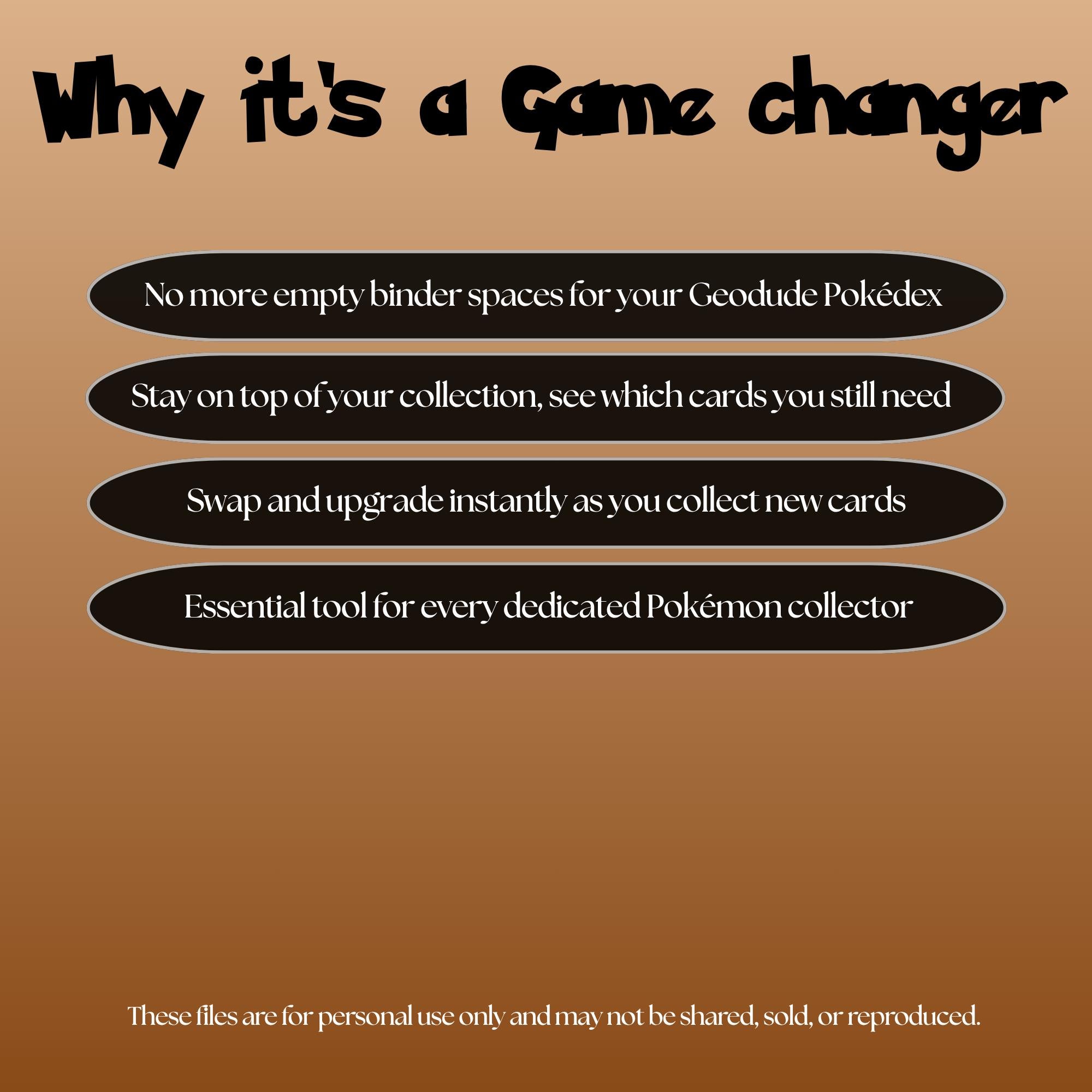 Geodude set checklist highlighting the benefits of tracking and upgrading your Pokémon card collection.