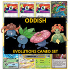 Oddish and Evolutions Cameo binder pages set showing grayscale and color Pokémon cards, designed as a digital download to complete a collector’s binder.