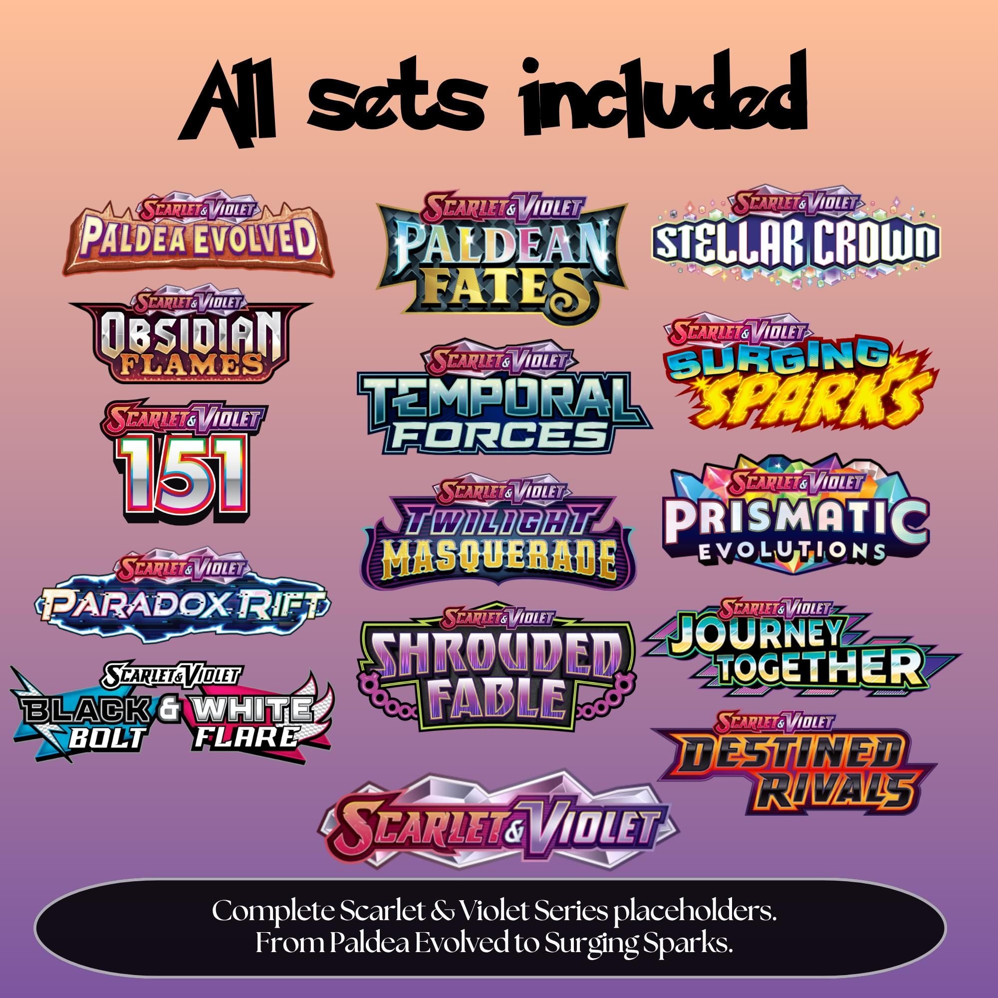 Showing all sets of Scarlet & Violet Master Sets are included in the bundle.