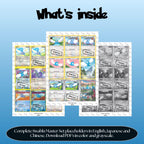 Swablu binder pages set overview showing the included Pokémon cards to print and cut for your binder sleeves.