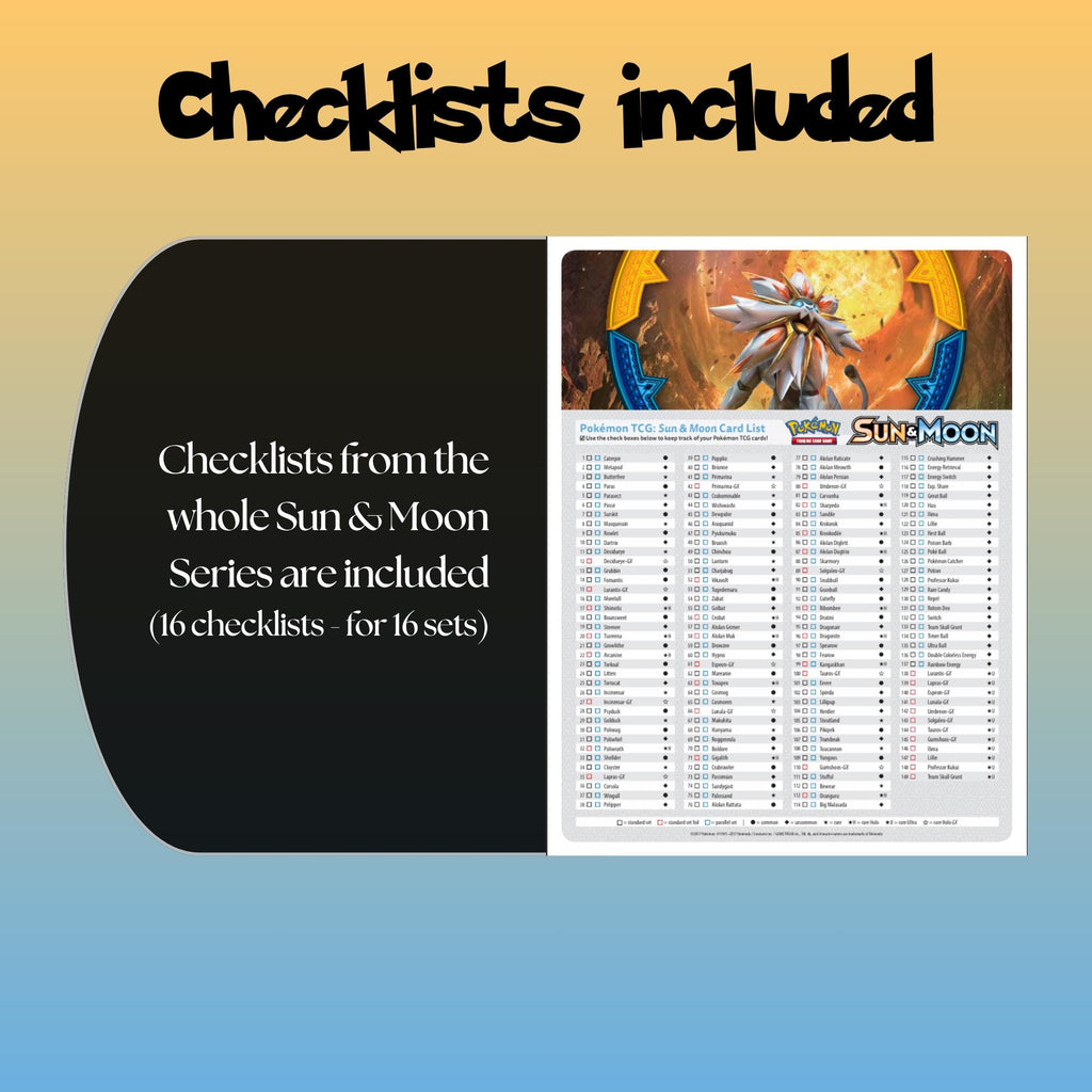 Example of the checklist that’s included to see which cards are all in the Sun & Moon set from the Sun & Moon Series.