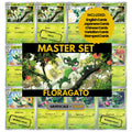 Floragato binder pages set showing grayscale and color Pokémon cards, designed as a digital download to complete a collector’s binder.