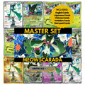 Meowscarada binder pages set showing grayscale and color Pokémon cards, designed as a digital download to complete a collector’s binder.