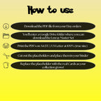 Luxray cards digital download instructions explaining how to print, cut, and place placeholders in a Pokémon binder.