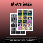 Zorua binder pages set overview showing the included Pokémon cards to print and cut for your binder sleeves.