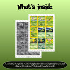 Bellsprout binder pages set overview showing the included Pokémon cards to print and cut for your binder sleeves.