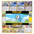 Piplup Cameo binder pages set showing grayscale and color Pokémon cards, designed as a digital download to complete a collector’s binder.