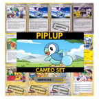 Piplup Cameo binder pages set showing grayscale and color Pokémon cards, designed as a digital download to complete a collector’s binder.