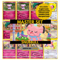 Snubbull binder pages set showing grayscale and color Pokémon cards, designed as a digital download to complete a collector’s binder.