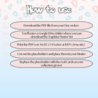 Togekiss cards digital download instructions explaining how to print, cut, and place placeholders in a Pokémon binder.