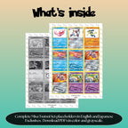 Misa Tsutsui illustrator set overview showing the included Pokémon cards to print and cut for your binder sleeves.