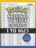 National Pokédex checklist printable for your Pokémon binder from #001 to #1025 designed to keep a Pokémon TCG binder complete and organized.