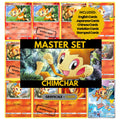 Chimchar binder pages set showing grayscale and color Pokémon cards, designed as a digital download to complete a collector’s binder.