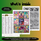 Ascended Heroes master set overview showing the included Pokémon cards and a full color checklist for the Mega Evolution binder.