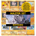 Rhyhorn binder pages set showing grayscale and color Pokémon cards, designed as a digital download to complete a collector’s binder.