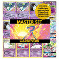 Gardevoir binder pages set showing grayscale and color Pokémon cards, designed as a digital download to complete a collector’s binder.