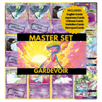 Gardevoir binder pages set showing grayscale and color Pokémon cards, designed as a digital download to complete a collector’s binder.