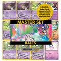 Ralts binder pages set showing grayscale and color Pokémon cards, designed as a digital download to complete a collector’s binder.