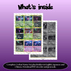 Crobat binder pages set overview showing the included Pokémon cards to print and cut for your binder sleeves.