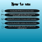 Chien Pao cards digital download instructions explaining how to print, cut, and place placeholders in a Pokémon binder.
