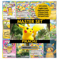 Pikachu binder pages set showing grayscale and color Pokémon cards, designed as a digital download to complete a collector’s binder.